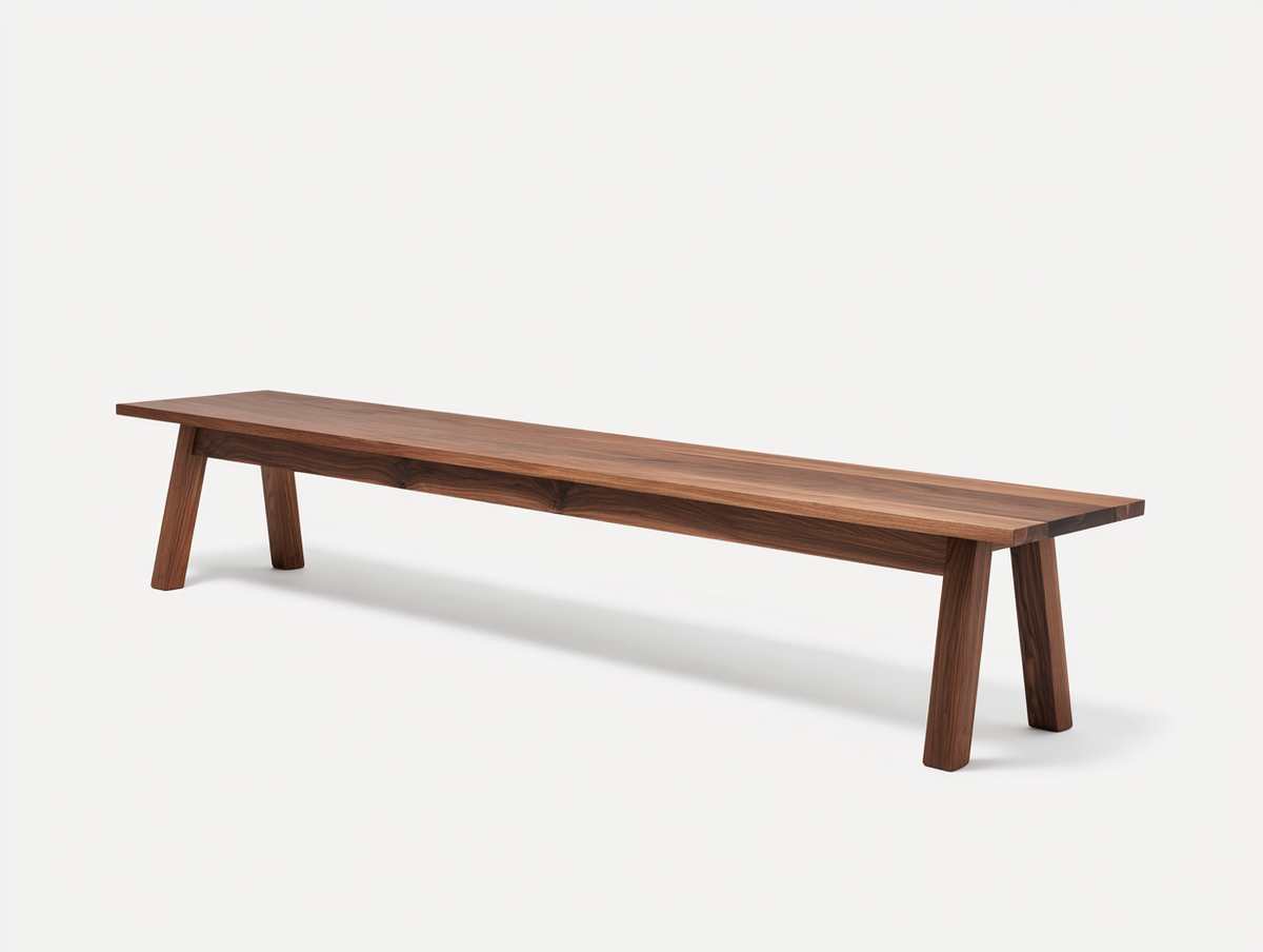 Banco de madera maciza 200×38×45 cm - nogal oscuro - asiento largo con patas inclinadas para comedor
