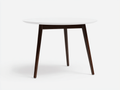 Mesa de comedor redonda de madera 116×116×75 cm - blanco y marrón espresso - base inclinada de estilo escandinavo