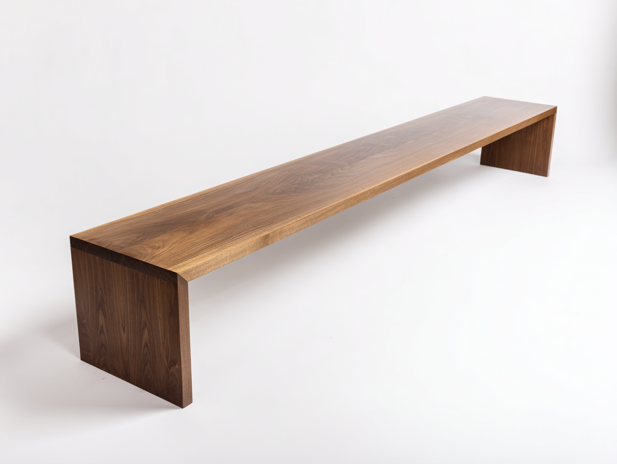 Banco de madera maciza 220×40×45 cm - nogal oscuro - diseño recto con soportes laterales para comedor