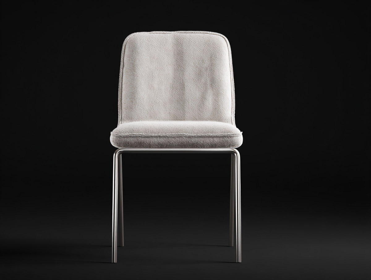 Silla de comedor tapizada 50×56×83 cm – tejido beige claro/plata – Comedor – respaldo acolchado y base tubular