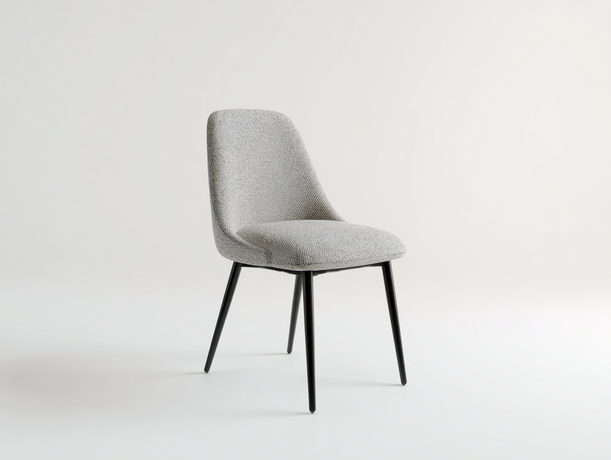 Silla de comedor tapizada en tejido 49×57×88 cm - gris claro y negro - respaldo estilizado de diseño minimalista