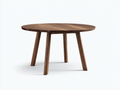Mesa de comedor redonda de madera maciza 120×120×75 cm - nogal oscuro - cuatro patas inclinadas estilo contemporáneo