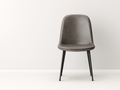 Silla de comedor tapizada en cuero sintético y metal 48×55×84 cm - gris topo y negro - respaldo envolvente moderno