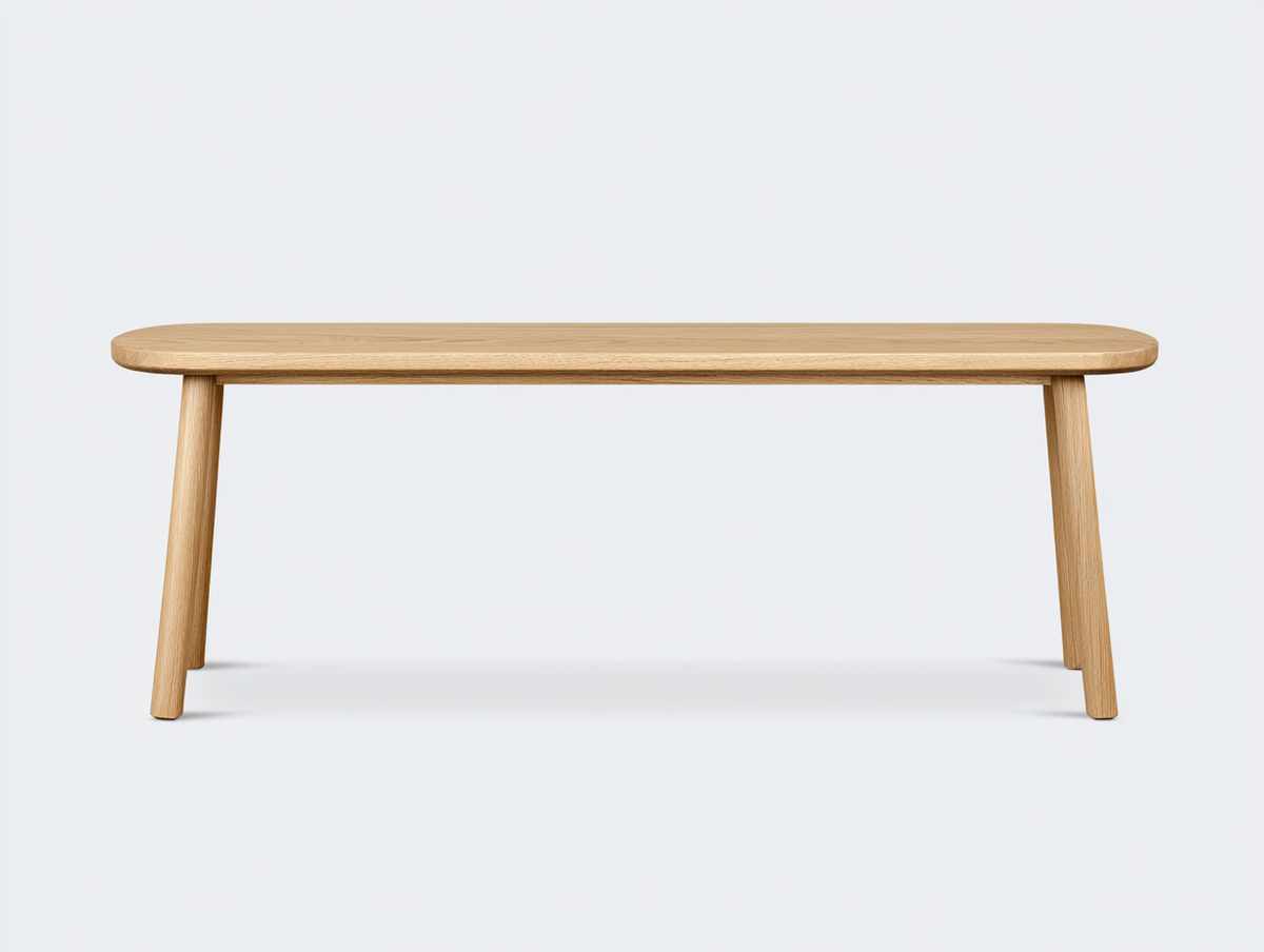 Banco de madera de roble 165×39×45 cm - roble claro - asiento redondeado de estilo escandinavo para comedor