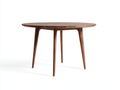 Mesa de comedor redonda de madera maciza 115×115×75 cm - nogal oscuro - patas estilizadas y diseño nórdico moderno