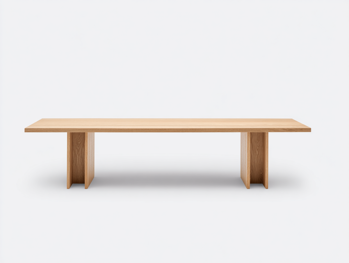 Banco de madera maciza 220×40×45 cm - roble natural - diseño recto con soportes de panel para comedor