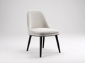 Silla de comedor tapizada en tejido y madera 51×58×86 cm - blanco marfil y negro - asiento acolchado con respaldo envolvente