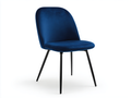 Silla de comedor tapizada 50×55×85 cm – terciopelo azul marino/negro – comedor – respaldo curvo y patas metálicas