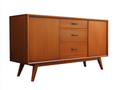Aparador de madera 162×45×81 cm - marrón nogal - estilo mid-century alargado para salón