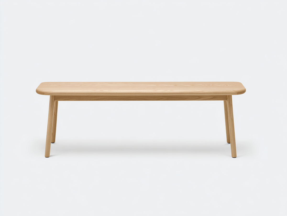 Banco de madera maciza 180×42×45 cm - roble natural - asiento de bordes redondeados para comedor