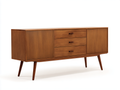 Aparador de madera 168×45×79 cm – marrón nogal – salón – 2 puertas y 3 cajones de estilo retro