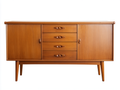 Aparador de madera 166×46×84 cm - marrón miel - diseño mid-century ancho para salón