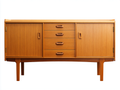 Aparador de madera 160×42×82 cm – roble miel – salón – 2 puertas y 4 cajones estilo nórdico retro