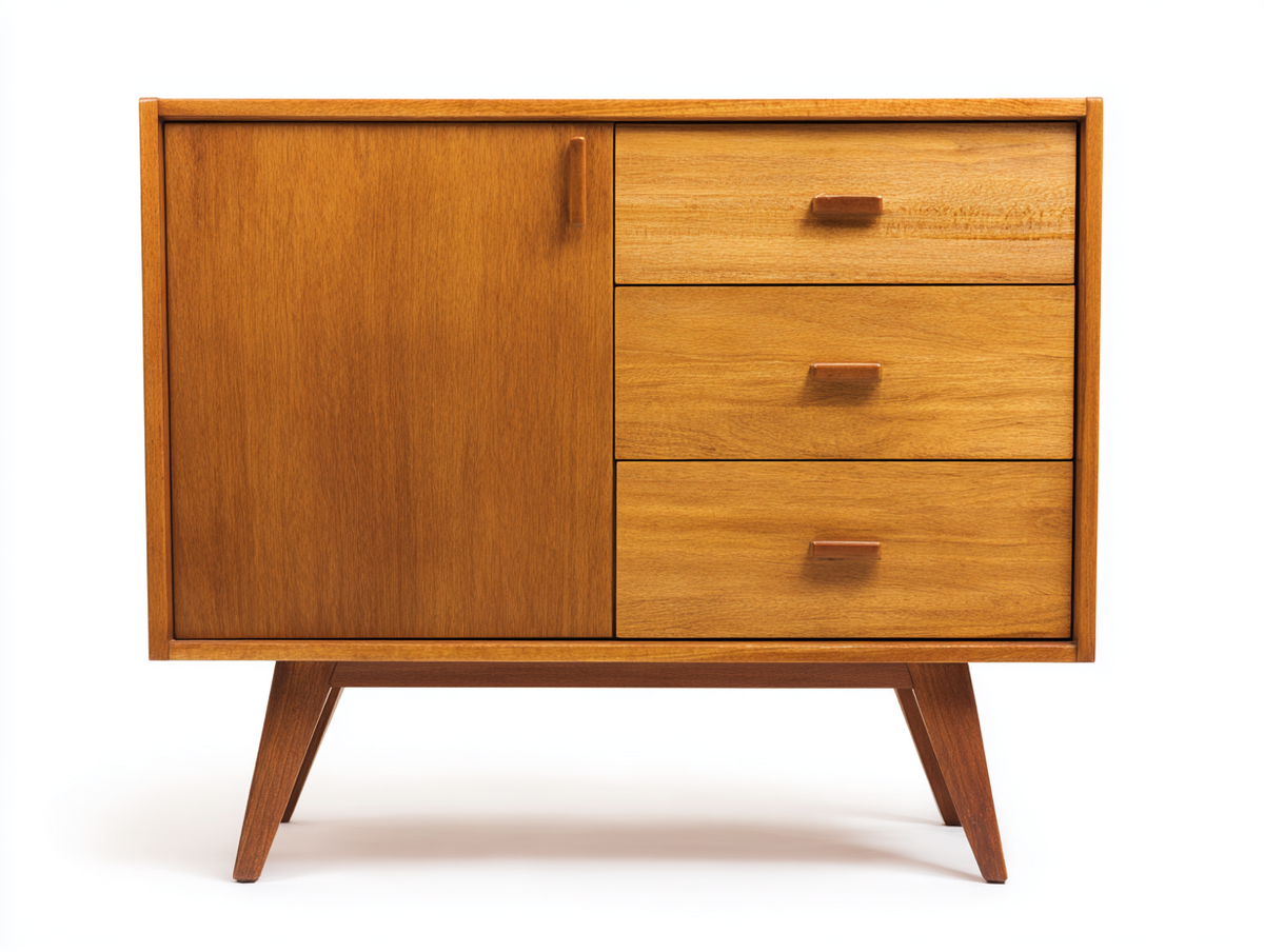 Aparador de madera 112×42×84 cm - marrón miel - diseño vintage elevado para salón