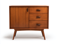 Aparador de madera 90×40×85 cm – marrón nogal – salón – 1 puerta y 3 cajones estilo retro
