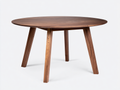 Mesa de comedor redonda de madera 125×125×75 cm - nogal cálido - diseño nórdico con base inclinada